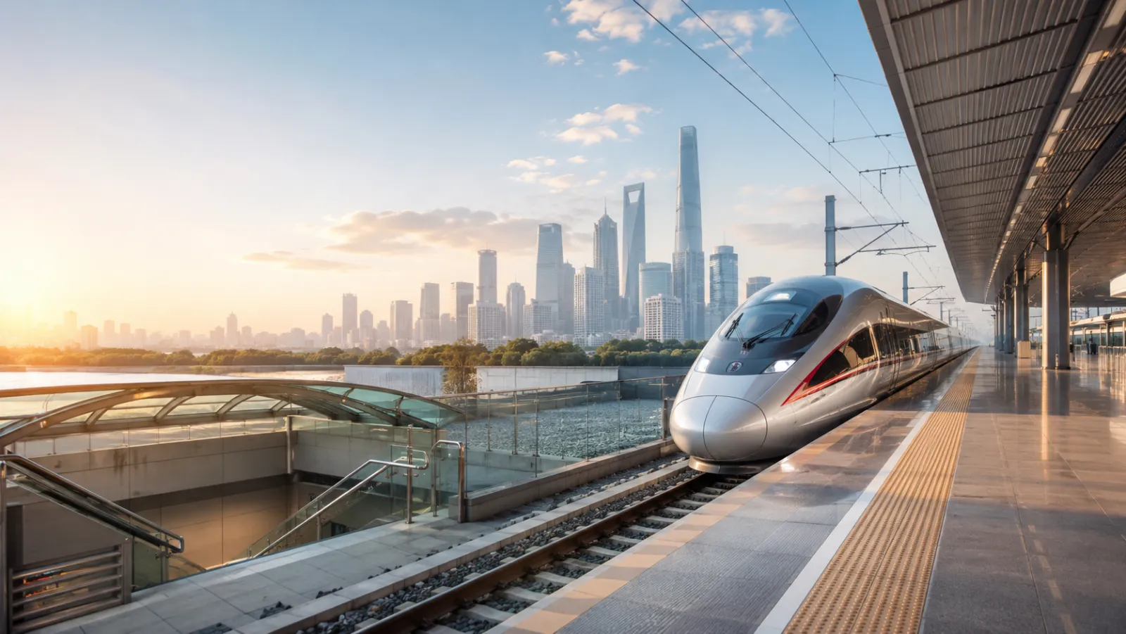 China high-speed train at a station