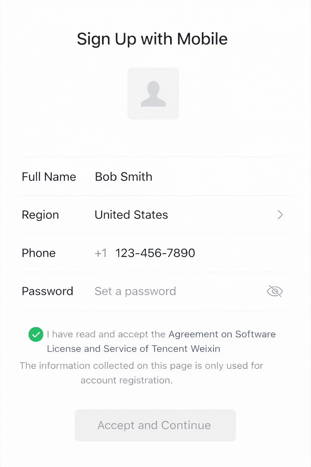 Register WeChat with a phone number