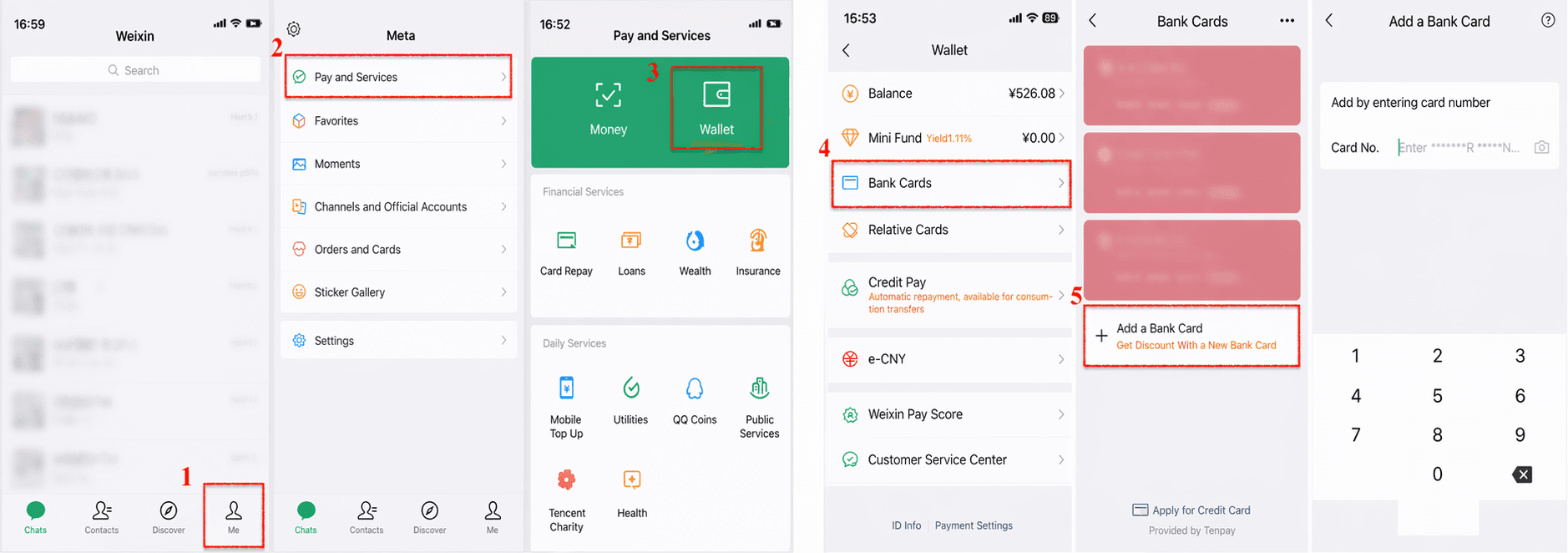 Add an international bank card in WeChat