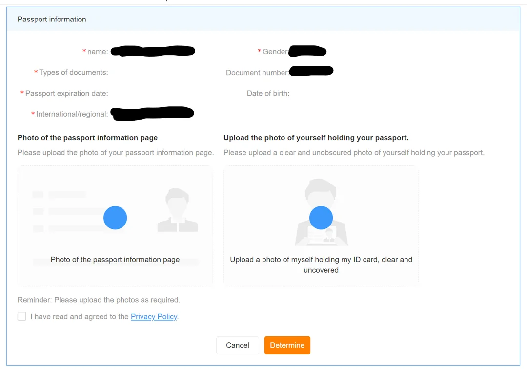 Upload passport photo for verification